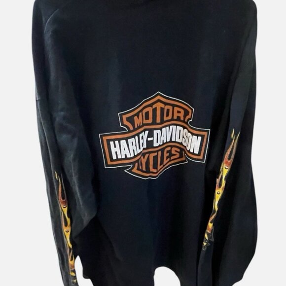 Harley-Davidson Other - Harley-Davidson 2000's 2XL Long Sleeve Flame Shirt Mock Neck 100% Cotton RN38619